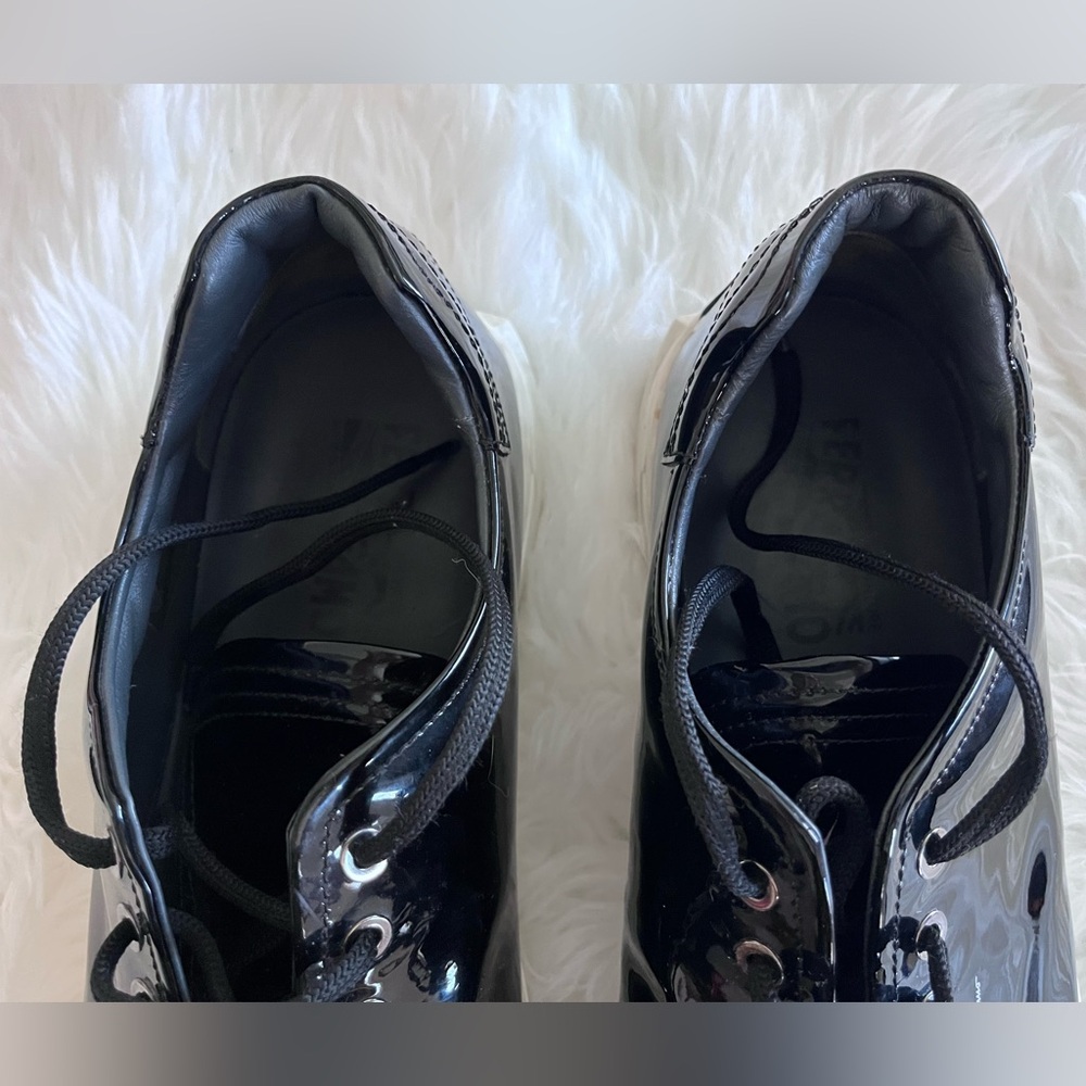 Salvatore Ferragamo Men’s 11.5 Cube 2 Black Patent Leather Sneakers - Picture 3 of 16